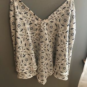 Blue and White Flowy Tank